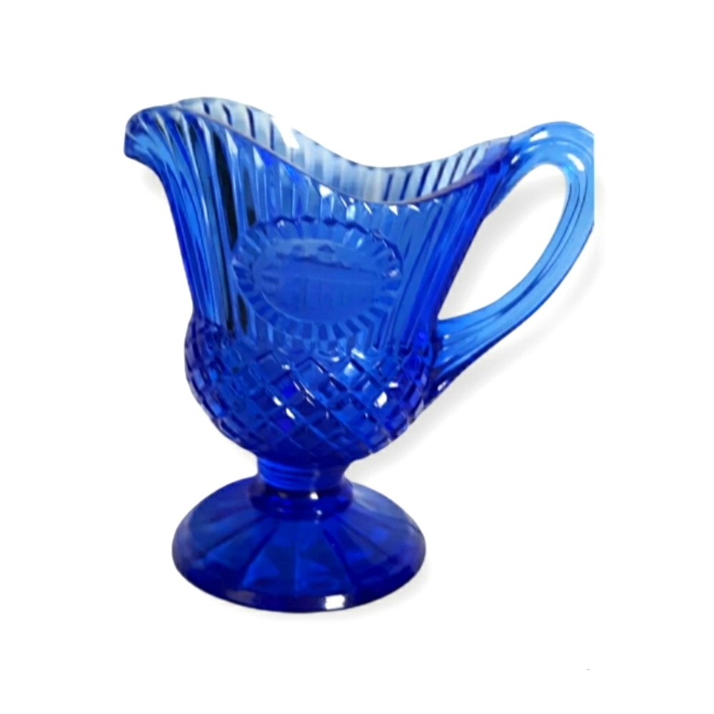 Vintage cobalt blue Glass Avon Fostoria small pitcher creamer vase Decor